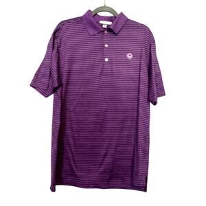 Peter Millar Purple Striped 100% Cotton Golf Polo Shirt Size Medium